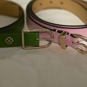 Elegant Green and Pink Leather Belts